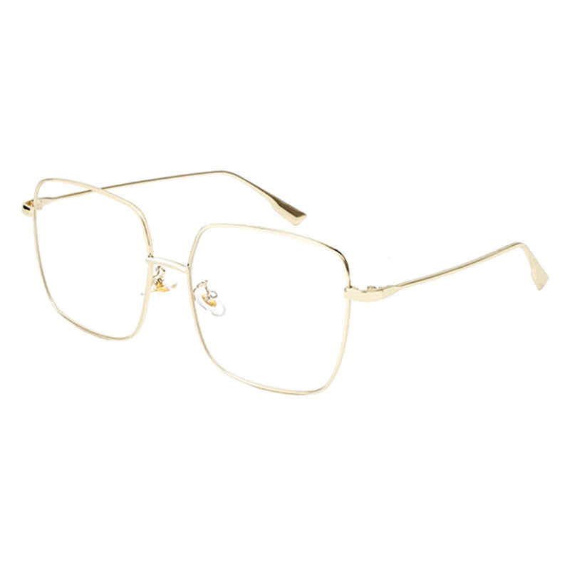 Oversized Blue Light Blocking Glasses for Women Men Metal Square Frame Computer Gaming Eyewear with UV Protection Gold