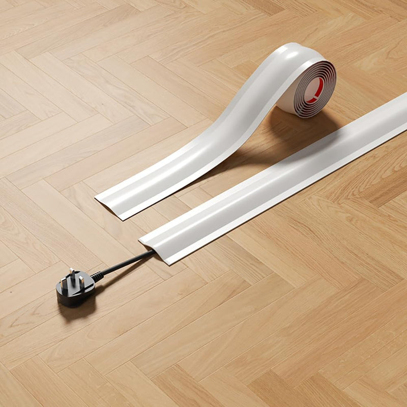 Floor Cord Cover Self Adhesive Cord Hider 3.5FT Cable Management Prevent Cable Trips for Offices Exhibitions Gyms(1.8 in Wide) White