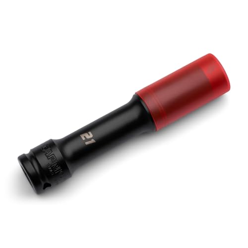 Capri Tools 1/2 in. Drive Extended Wheel Lug Nut Socket Set with Non-marring Protective Sleeve, 21 mm