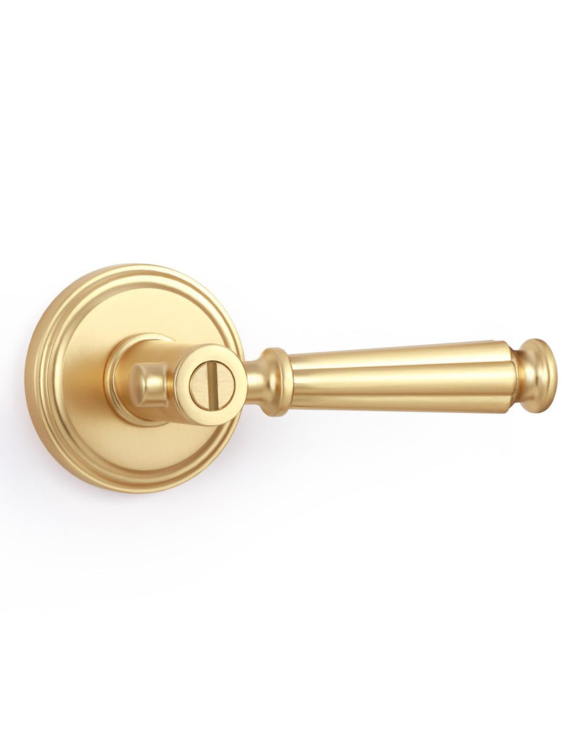 Brushed Gold Privacy Door Handle, Gold Door Lever Keyless DoorHandle | Interior Bedroom Bathroom Room DoorHandle, Aluminium Alloy Handle Lever, 1 Pack Brushed Gold