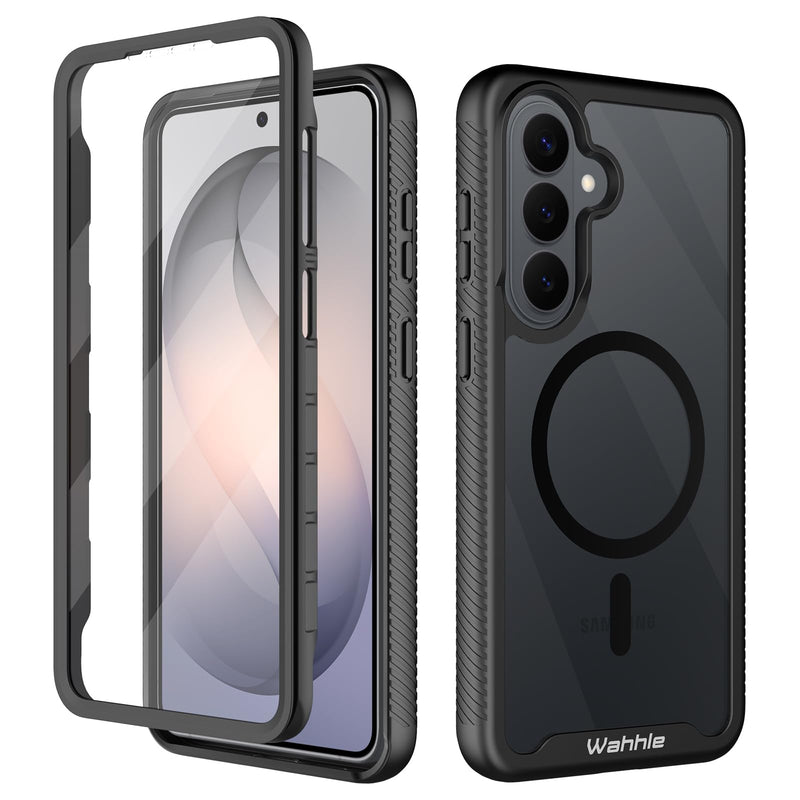 Compatible with Samsung Galaxy S26 Case, Magnetic Wireless Charging Built in Screen Protector Full Body Shockproof Slim Fit Bumper Protective Phone Cover for S26 - Black/Clear Samsung S26