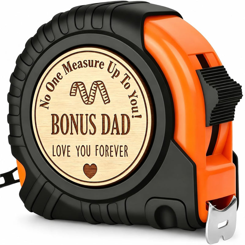 Stepdad Bonus Dad Gifts for Fathers Day Tape Measure 25 FT, Birthday Gift for Step Dad from Son Daughter Wife, Best Bonus Dad Stepdad Stepfather Presents Useful Stuff, Engraved Measure Tape Tools