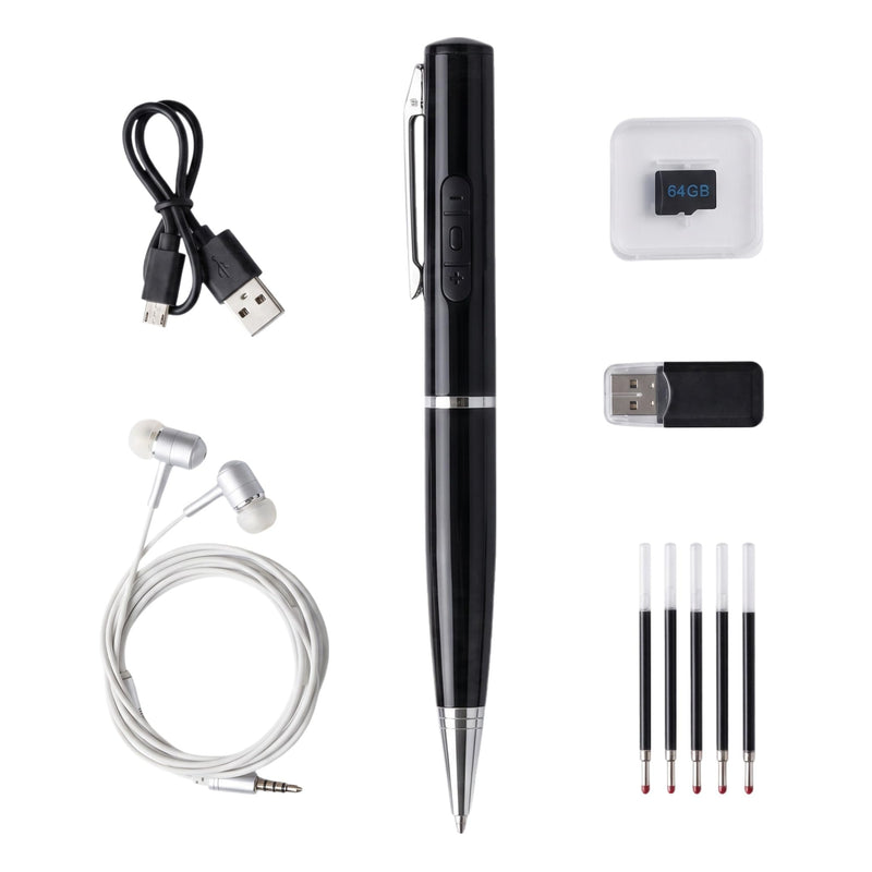 64GB Voice Recorder Pen, One-Touch Recording & MP3 Player, HD Noise Reduction, Playback While Writing, Ideal for Business Meetings, Interviews, Students