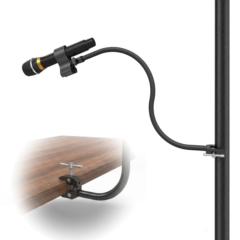 Kereal Microphone Stand Arm Gooseneck 22” Extender Mic Clip With 1/4" to 3/8" Adapter Mount & Metal Crab Clamp,Mic Holder For Podium,Kick Drum,Compatible with Fifine,Shure,Blue,Snowball,AT2020,Razer