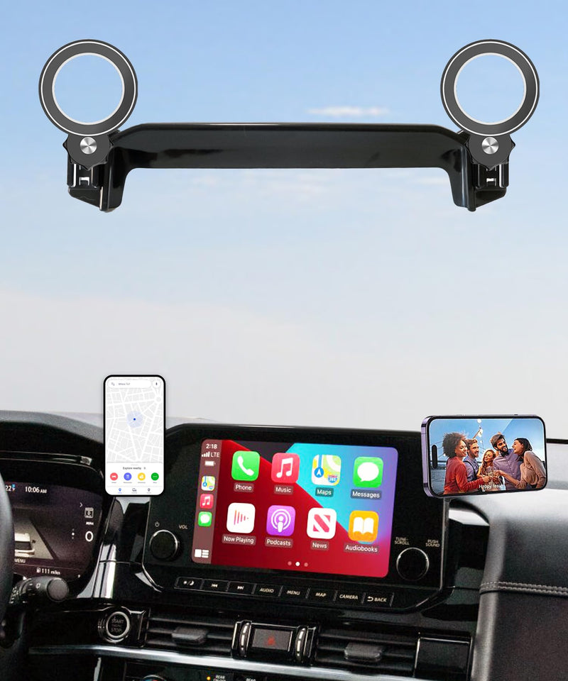 Car Phone Holder for Nissan Pathfinder 2022-2025 8"/9" Screen Accessories | MagSafe Strong Magnetic Clip-On Cell Phone Mount, Dual Slots Holders for Driver & Passenger, 360° Rotatable Hands-Free Holder for 2022-2025 Nissan Pathfinder(8/9 Inch Screen)