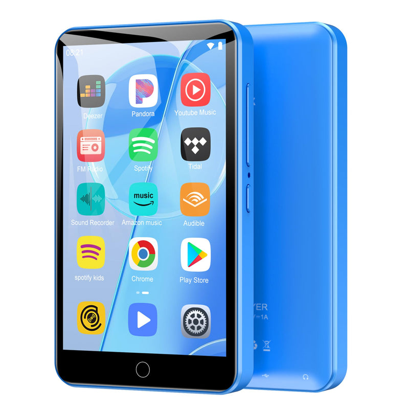 Diofox MP3 Player with Bluetooth and WiFi, 80GB 4.0" Music Player with Spotify,Amazon Music,YouTube,Parental Control Android Mainstrem Media MP4/MP3 Player for Kids up to 1TB,Black (Blue)