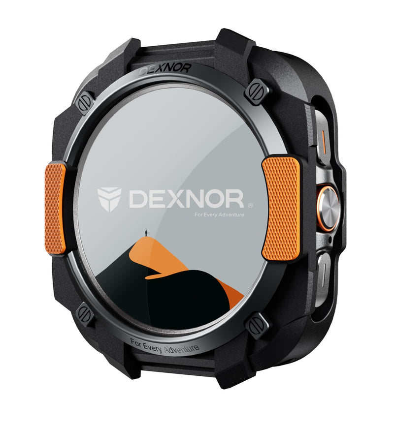 DEXNOR Case for Samsung Galaxy Watch Ultra 47mm 2025/2024, Durable Shockproof TPU Bumper Cover for Outdoor Adventure，Black Orange black-orange