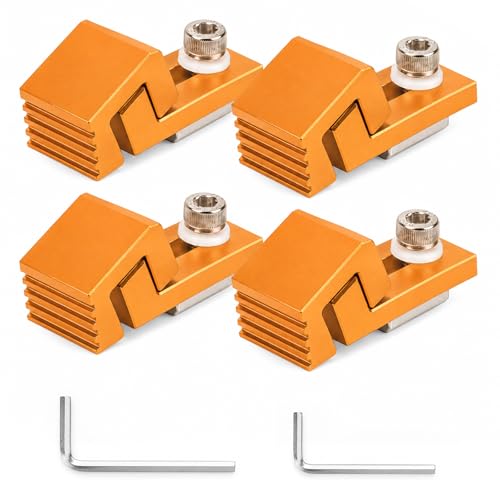 Fuzqq CNC Clamps, Aluminum Hold Down Clamps for Woodworking, Low Profile Side Clamps, Compatible with 3018 CNC Router, T-Track & Perforated Table, Strong Workholding for Milling & Engraving, 4PCS 4-PCS