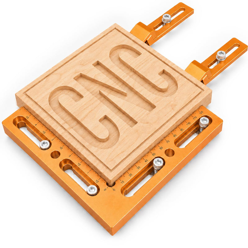 Fuzqq CNC Positioning Side Clamps, Aluminum Low Profile Vise for CNC Router Machines, T-Slot & Perforated Tables Compatible, Repeatable Positioning for Milling, Engraving & Woodworking Orange