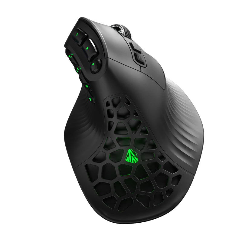 SOLAKAKA E9 PRO Ergonomic Vertical MMO Mouse with 10 Side Buttons,Black | 24800 DPI,45° Vertical Grip,Tri-Mode 2.4G/BT/USB-C,RGB,Web Driver,Programmable Macros for PC/Mac black
