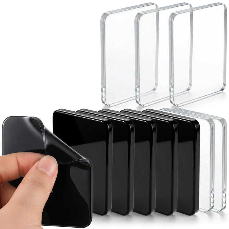 10 Pcs Multifunctional Car Anti-Slip Mat Super Sticky Gel Pads Double Sided Sticky Pad Grip Pad for Auto Car Detector Home Cell Phone Glass Photo Holder Easy Remove 3 X 2.5Inch Black Transparent