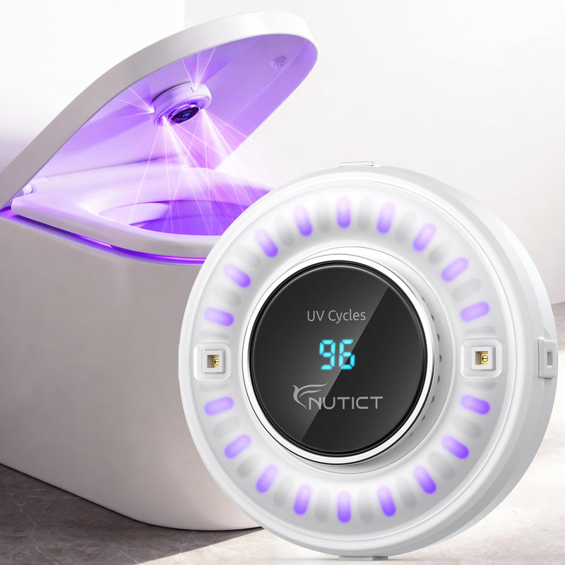 NUTICT UVC Toilet Sanitizer Light, Auto Turn On/Off, Fits Most Toilet Lid | 180 Seconds Sanitize, 2000mAh Rechargeable Battery, Safe to Use, Tool-Free, for Home Guest Room Hotel Shared Bathroom, White