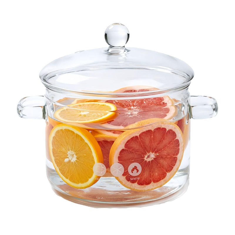 67 Oz/2L Glass Cooking Pot, Heat-Resistant Borosilicate Glass Saucepan with Cover, Glass Simmer Pot for Soup, Pasta, Milk, Tea, and Spices