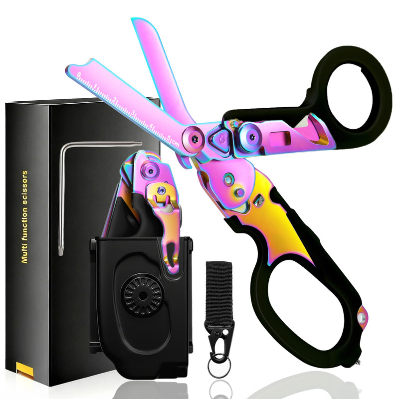 Trauma Shears Foldable with Compatible Holster,Multi Tool Emergency Response Trauma Scissors,EMT Tactical Shears,Medical Shear for Nurses Black Magic