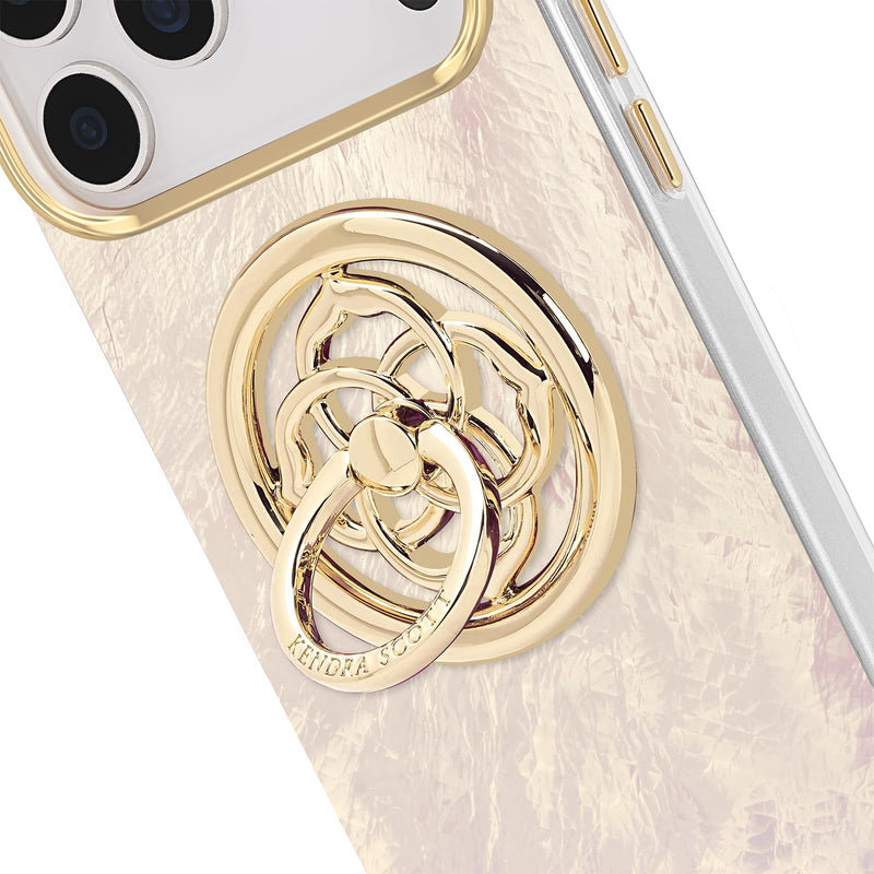 Kendra Scott Magnetic Phone Ring Grip with Stand - Gold Medallion | Stylish Designer Phone Holder for Hand - Removable and Collapsible MagSafe Grip for iPhone 17 Pro Max/16/15/14/13/12/Pixel 10