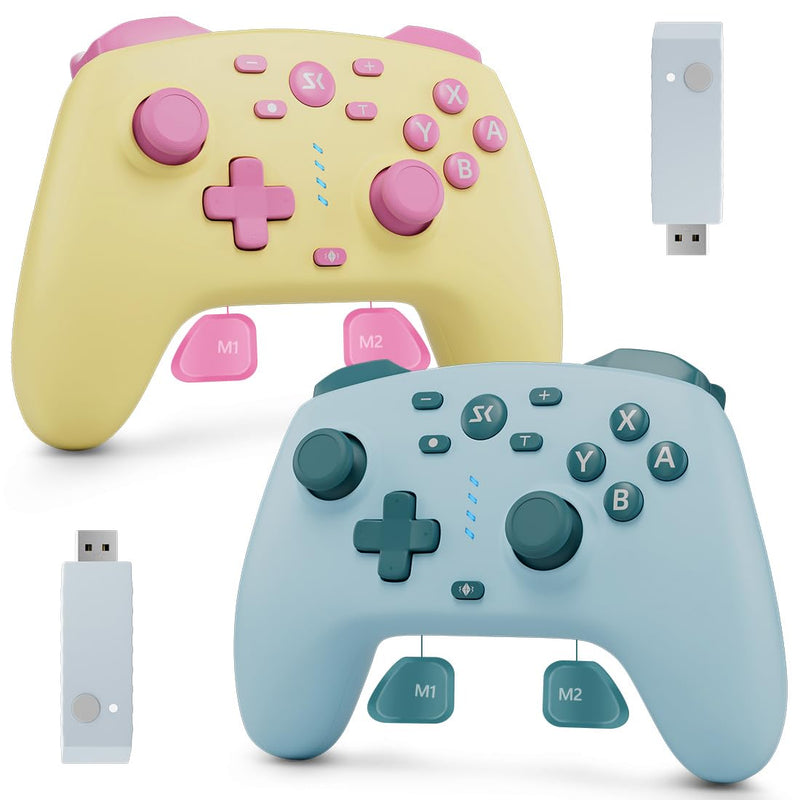 Kujian Wireless Switch Controller for Switch/Switch 2/OLED/Lite (Yellow + Lake Blue) Yellow + Lake Blue