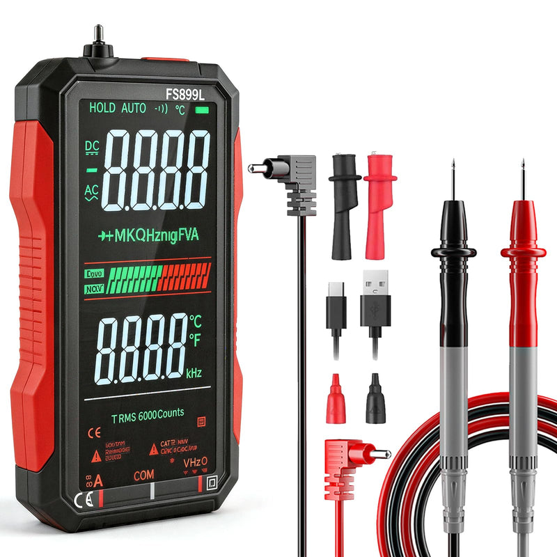 USB Rechargeable Digital Multimeter Smart Automatico True Rms Professional USB Power Multi Testers Continuity Pocket Oscilloscope with Capacitor Voltmeter Megohmmeter Electrical Tools for Electrician