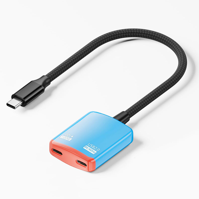 AreMe USB C Splitter, USB-C to AR Glasses Charging Adapter | Charge and Play, for Switch, Steam Deck, ROG Ally, iPhone 15/16/17, Laptop, Support 100W PD Fast Charging & 8K@60Hz Output