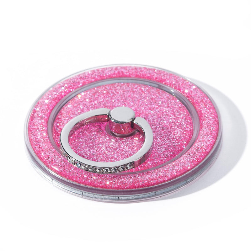 Glitter Magnetic Phone Ring for MagSafe,Phone Grip Kickstand,Ring Holder Stand Compatible with iPhone 17 16 15 14 13 12 Pro Max Plus and Phone Case - Pink