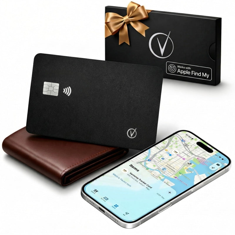 Vantamo Ultra-Thin Wallet Tracker Card, Apple MFi Certified, IP68 Waterproof Bluetooth Smart Card Wallet Tracker & Passport, Works with Apple Find My, Wireless Charging, iOS Only Credit Card without Pattern
