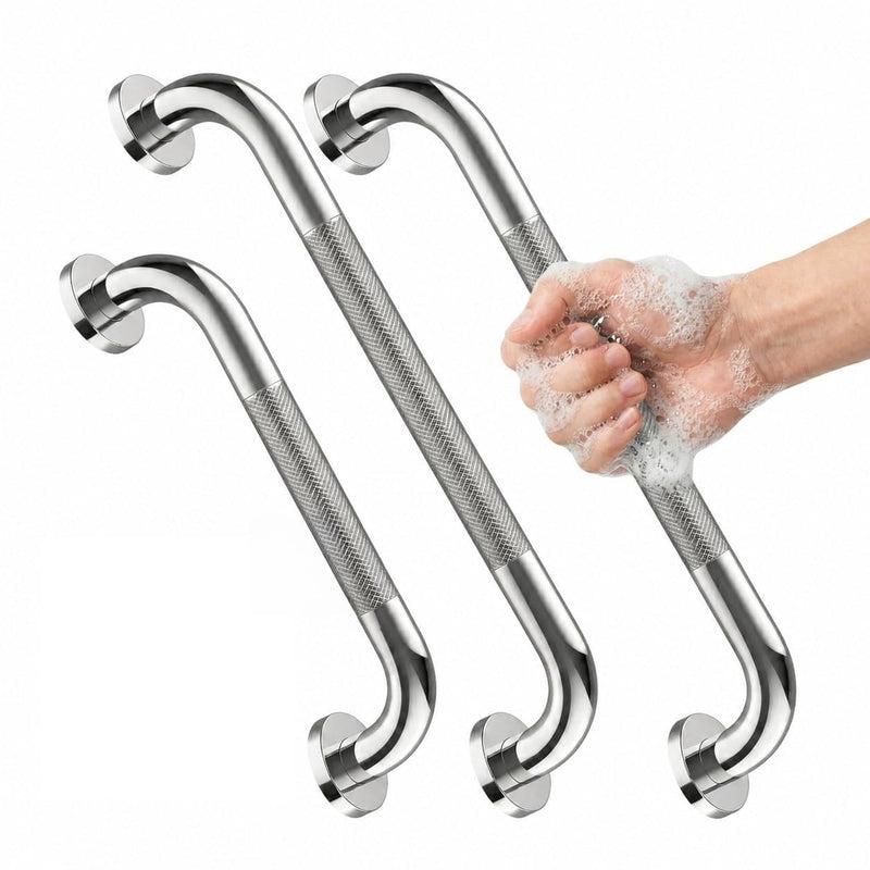 Grab Bars for Shower 3 Pack, 2x16 & 1x12 Stainless Steel Safety Handrails, Heavy Duty Wall Mounted Grab Bars for Bathroom, Stairways, Hallways, Toilet, Handicap & Elderly Support, 500 lbs