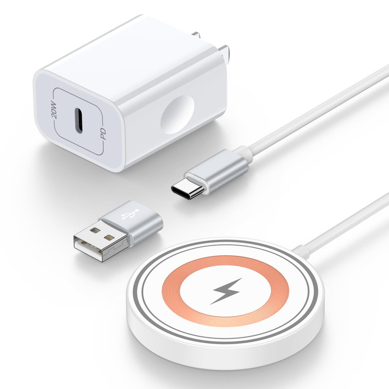 Wireless Charger for Samsung Magnetic Wireless Charging Station Magnet Fast Charging Pad for Samsung Galaxy S26/S25 Ultra/Z Fold 8 Ultra 7 6 Google Pixel 10 Pro XL 9 8a, USB A/C Port + PD Adapter White
