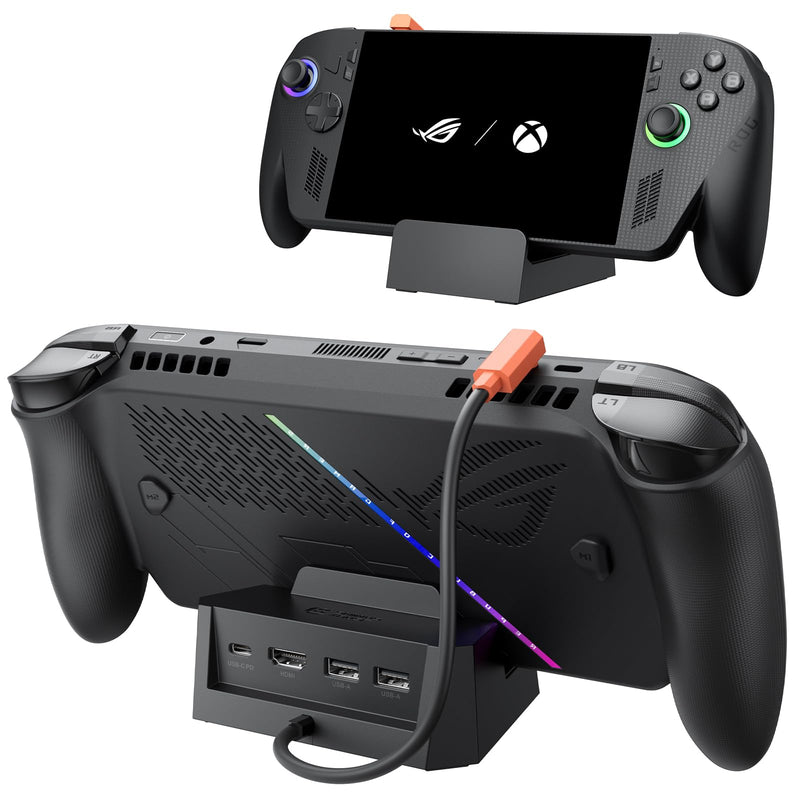 JSAUX 4-in-1 Docking Station for ROG Xbox Ally X/Steam Deck/LegionGo-HB0503 | 4K@60Hz HDMI, Raised-Base Stand, 100W PD Fast Charging, 2 USB 2.0 Ports, Widely Compatible with SteamOS & Windows Handhelds