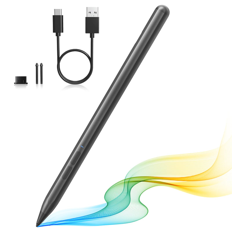 Stylus Pen for Microsoft Surface Pen 4096 Pressure Magnetic/Grey | Palm Rejection, Tilt, USB-C Charge, MPP 2.0 Stylus Compatible with Surface Pro 9/8/X/7/7+/6/5/4/3, Go 3/2/1, Book 1/2/3