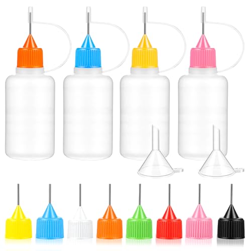 4 Pcs Precision Tip Applicator Bottle with 2 Mini Funnels 30ML/1OZ