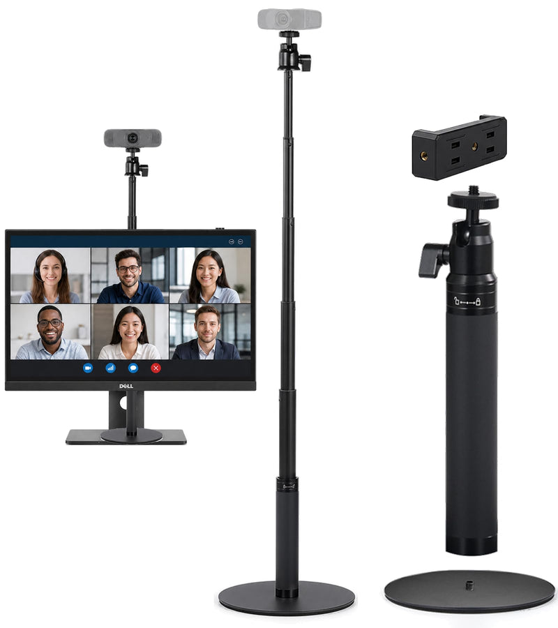 Webcam Stand for Desk, 28" Telescopic Tripod with Phone Holder, Desktop Webcam Mount Compatible with Logitech Webcam C922 C930e C920S C920 C615 C960 C920x BRIO 4K NexiGo N60, 1/4'' Thread