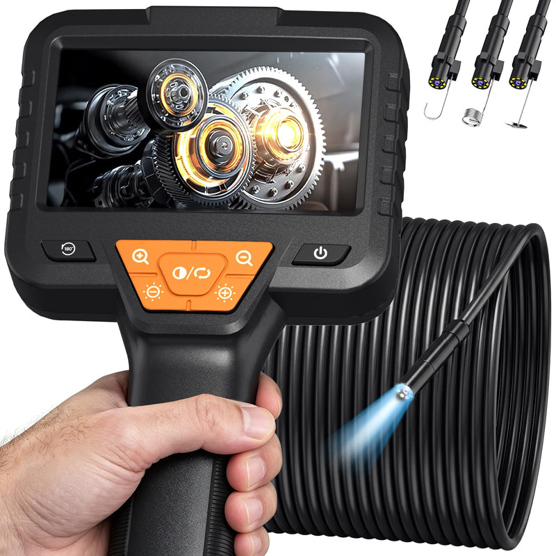 50FT Endoscope Camera with Light -IP67 Waterproof Borescope Inspection Camera with 4.3" IPS Screen, 1080P HD Sewer Tools with 8 Adjustable LEDs, Snake Cameras for Father's Day 50ft