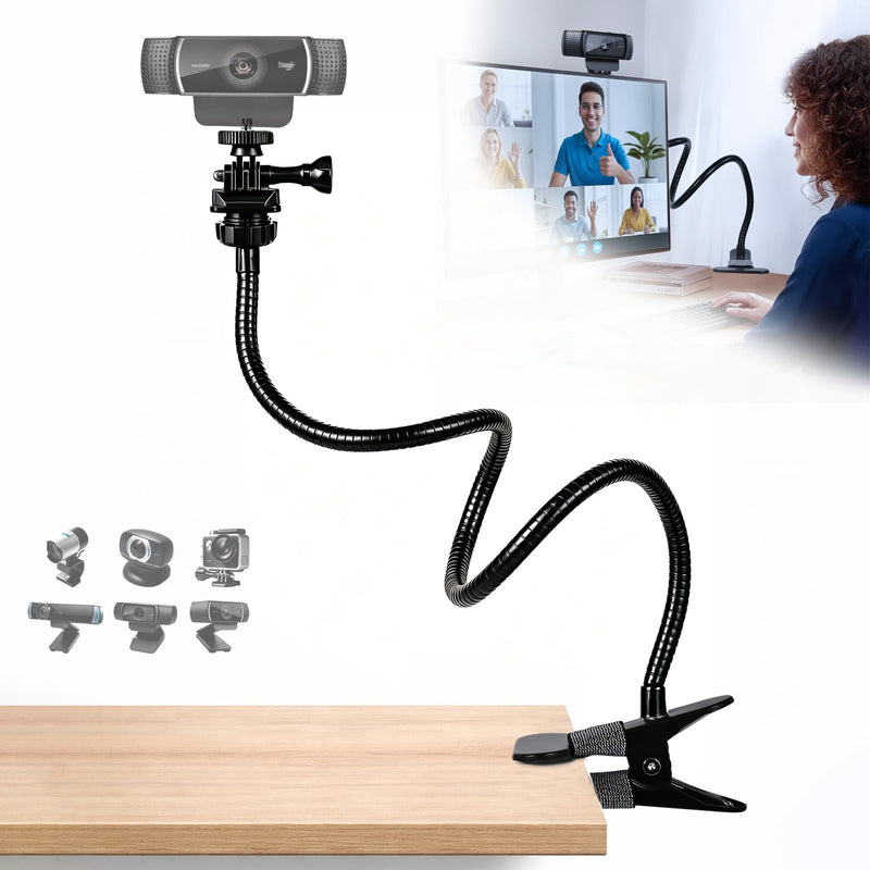 Webcam Stand, Flexible Gooseneck Desk Camera Mount Clamp, Desk Webcam Arm Compatible with Logitech C960 C930e C930 C920 C920S C922x C922 Brio 4K C925e C615, 1/4" Thread
