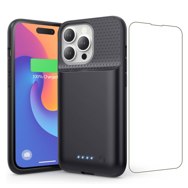Battery Case for iPhone 14/13 Pro/13, 7500mAh Ultra-Slim Rechargeable Portable Charging Case,360° Protection Extended Battery Charger Cover Battery Pack Compatible with iPhone 13/13 Pro/14 (6.1 inch) Black