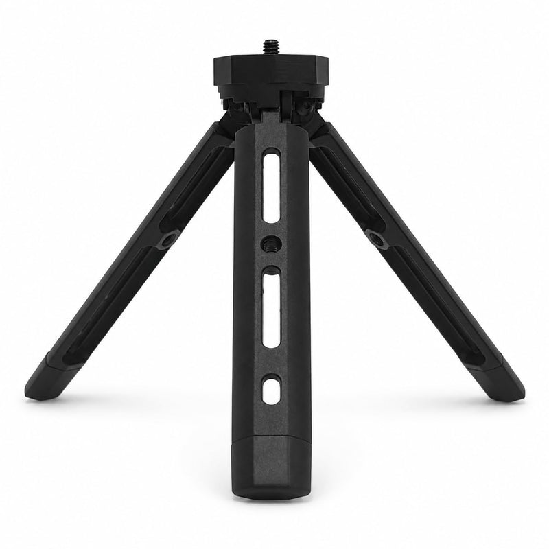 Aluminum Mini Table Tripod with 1/4 Inch Screw, 4-Level Adjustable Height, Foldable Portable Camera Stand for Phone Holder, Camera Gimbal, Action Cam, Camcorder, Microphone and Fill Light, Black
