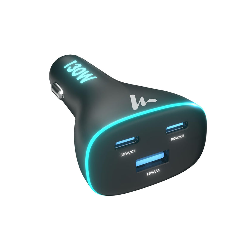 PD 130W Superfast Charging 2.0 Wozoyo Car Charger, with 2XType C & USB-A, PPS & QC 3.0, Triple Port (100W + 30W + 18W), 12V–24V Compatible, Multi-Layer Protection, 2-Years Manufacturer Warranty PD 130W