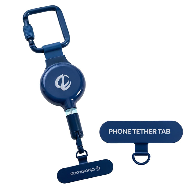 2 Anti-Theft Phone Tether – Magnetic Connection, Metal Anchor, Retractable Steel Line and Locking Carabiner Sapphire