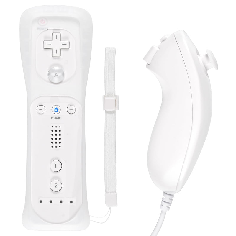 JKSvrenthy Wii Nunchuck Wii Controller, Wii Remote And Nunchuck Controllers With Silicon Case And Strap For Wii And Wii U Combination Lock (D) (WHITE)