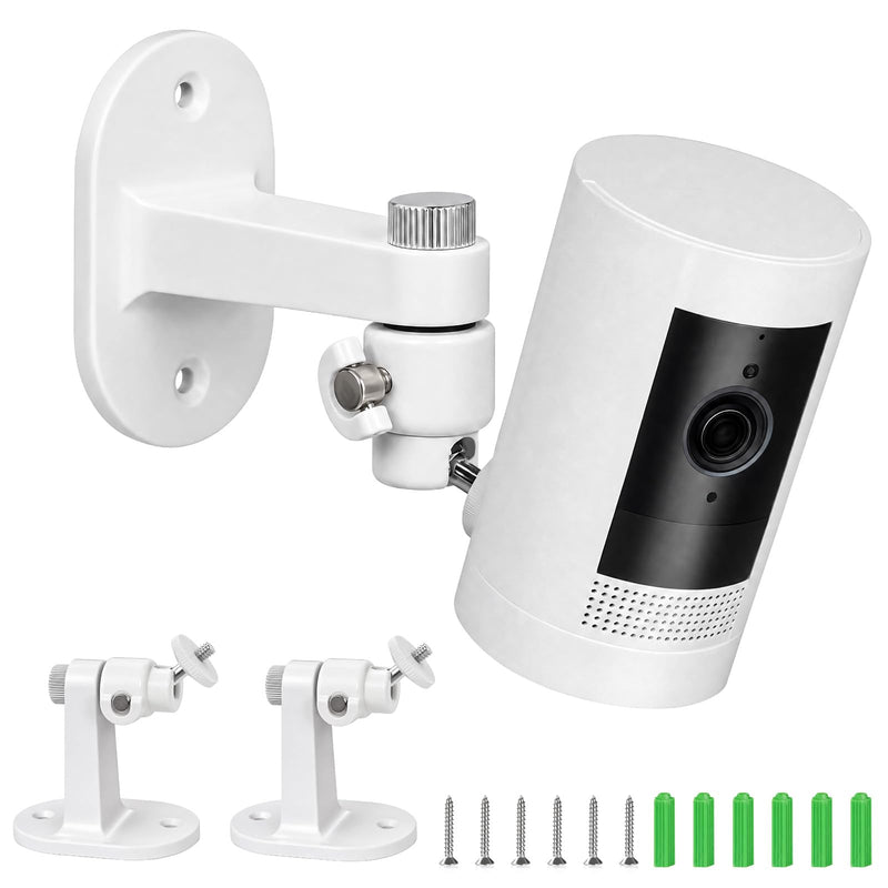 2Pack Camera Wall Mount Bracket for Ring Stick Up Cam Ring Outdoor Cam Plus Indoor Cam,360° Adjustable Wall Bracket with Perfect View Angle for Home Security Camera System (White)