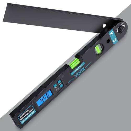 Digital Angle Finder 225°, Aluminum Protractor, Backlit LCD, Bubble Levels