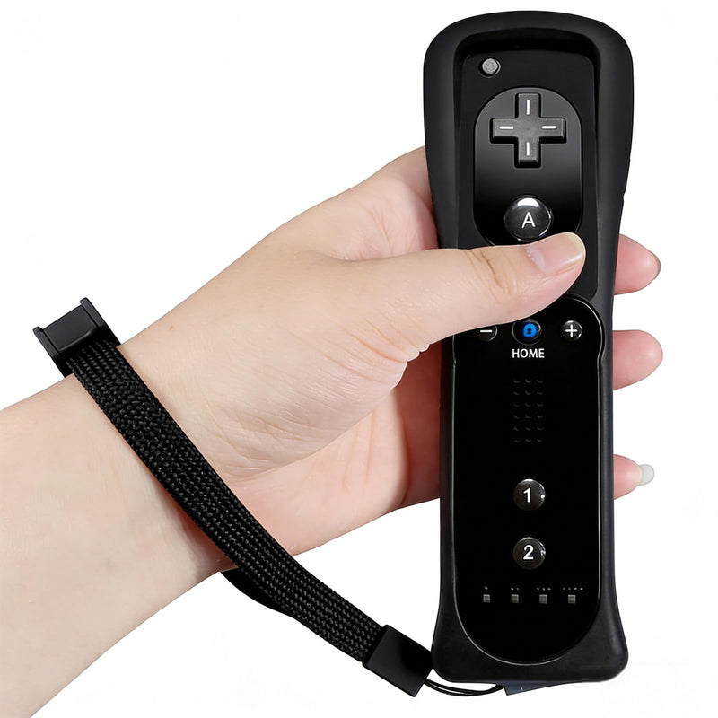 JKSvrenthy Wii Nunchuck Wii Controller, Wii Remote And Nunchuck Controllers With Silicon Case And Strap For Wii And Wii U Combination Lock (D) (BLACK) (B) B