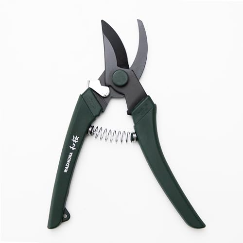 Wazakura Black Blade Pruning Shears - Carbon‑Reinforced Fluorine Coated, Ultra‑Sharp Clean Cuts for Flowers & Branches up to 1cm, Japanese Professional Garden Shears