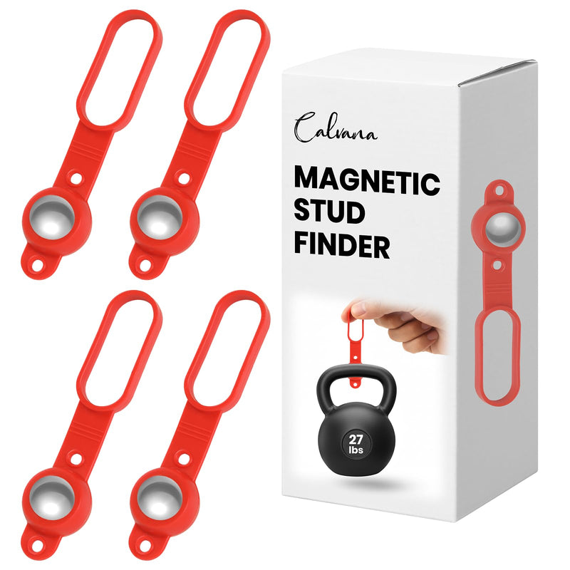 Calvana 4 Pack Magnetic Stud Finder - 27 lbs of Pull Power Stud Ball, Detects Nails, Screws, and Metal, Through 5/8" Drywall, Wood or 3/4" Plywood Paneling, No Batteries Required, 52300 4pack