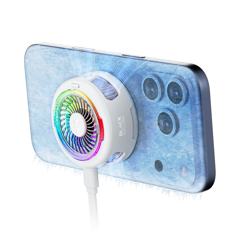 Black Shark FunCooler 6 Magnetic Cell Phone Cooler for Gaming, Portable Mobile Phone Cooling Fan with RGB Light, App-Controlled Cellphone Radiator for iPhone Magnetic Series/iPad (White) FunCooler 6 White