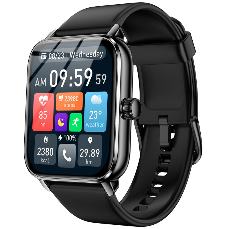 Smart Watches for Men Women with Alexa Built-in, Bluetooth Call, 1.85" HD Touchscreen, 120+ Sport Modes, IP68 Waterproof, 7-Day Battery, 24/7 Heart Rate & Sleep Monitor for Android iPhone (Black) Black