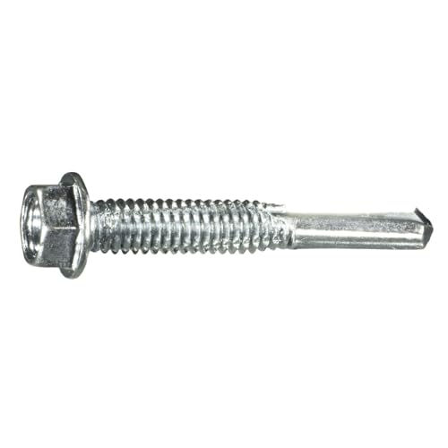 #5 Point Hex Washer Self-Drilling Screws, Size #12 x 1-1/2 in., 1lb Box, Color Silver #12 x 1-1/2" 1.1 lb