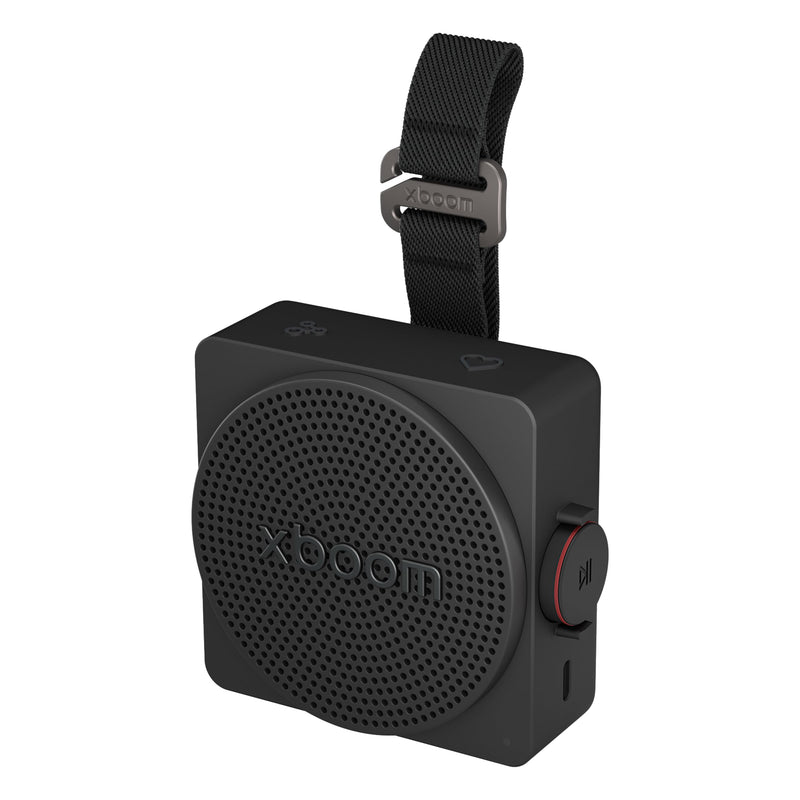 LG xboom Mini by will.i.am Portable Outdoor Bluetooth Speaker, up to 10 Hours, IP67 Dust and Water Resistant, Adjustable Hanging Strap, Black