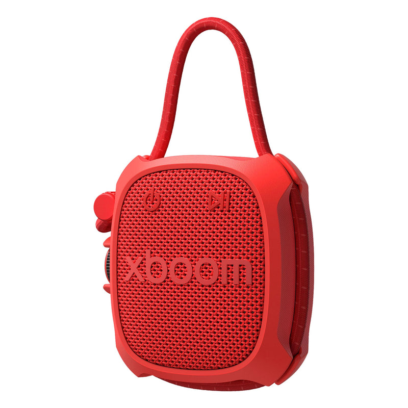 LG xboom Rock by will.i.am, Portable Outdoor Bluetooth Speaker, up to 10 Hours, IP67 Dust and Water Resistant, Adjustable Mounting Cord, Red
