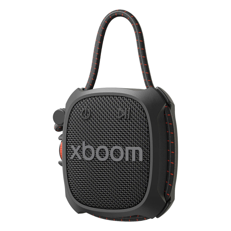 LG xboom Rock by will.i.am, Portable Outdoor Bluetooth Speaker, up to 10 Hours, IP67 Dust and Water Resistant, Adjustable Mounting Cord, Black