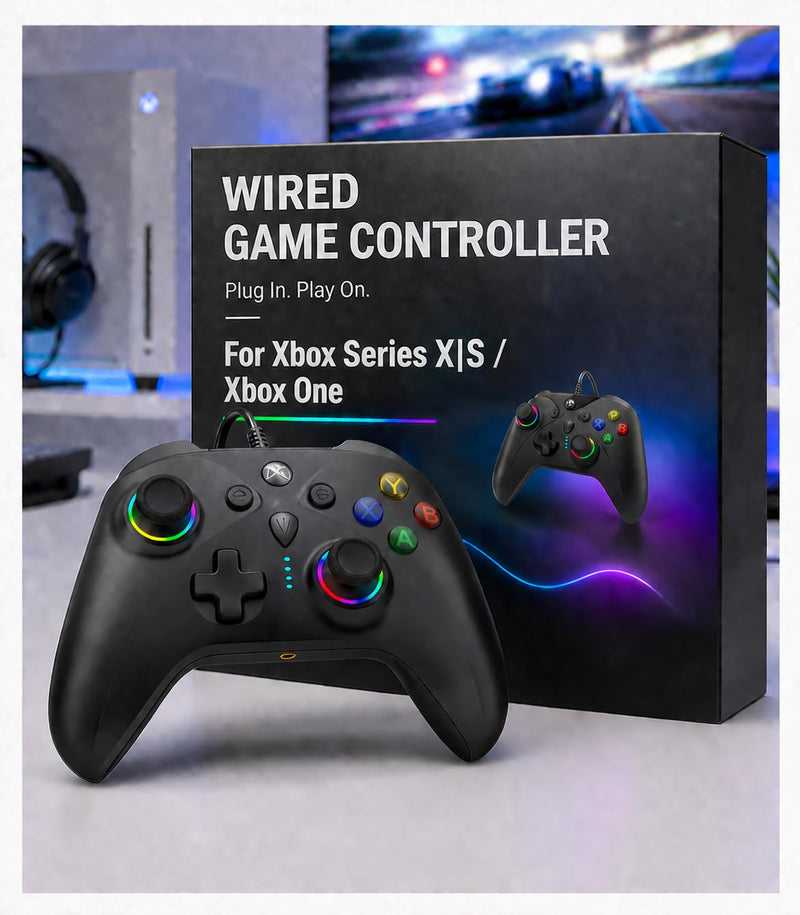 KentroGrip Wired Controller for Xbox Series X|S/Xbox One with TMR Joysticks | Black Wired Gamepad With M1/M2 Back Buttons, Turbo, RGB Lights, Textured Grips, 3.5mm Headset Jack