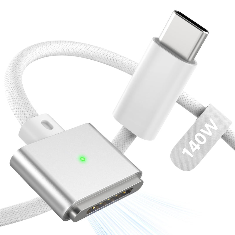 LUCMO 140W Magnetic 3 Cable 10 FT for M5/M4/M3/M2 MacBook Air Pro Charger, Fast Charging USB C Cord for MacBook Air (13"/15" 2026/2025/2024/2023/2022), Pro (16"/14" 2026/2025/2024/2023/2021), White